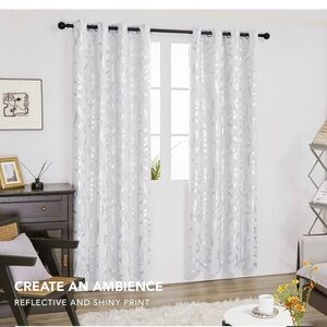 Deconovo Greyish White Blackout Curtains 2panels /gray-silver W52x72L